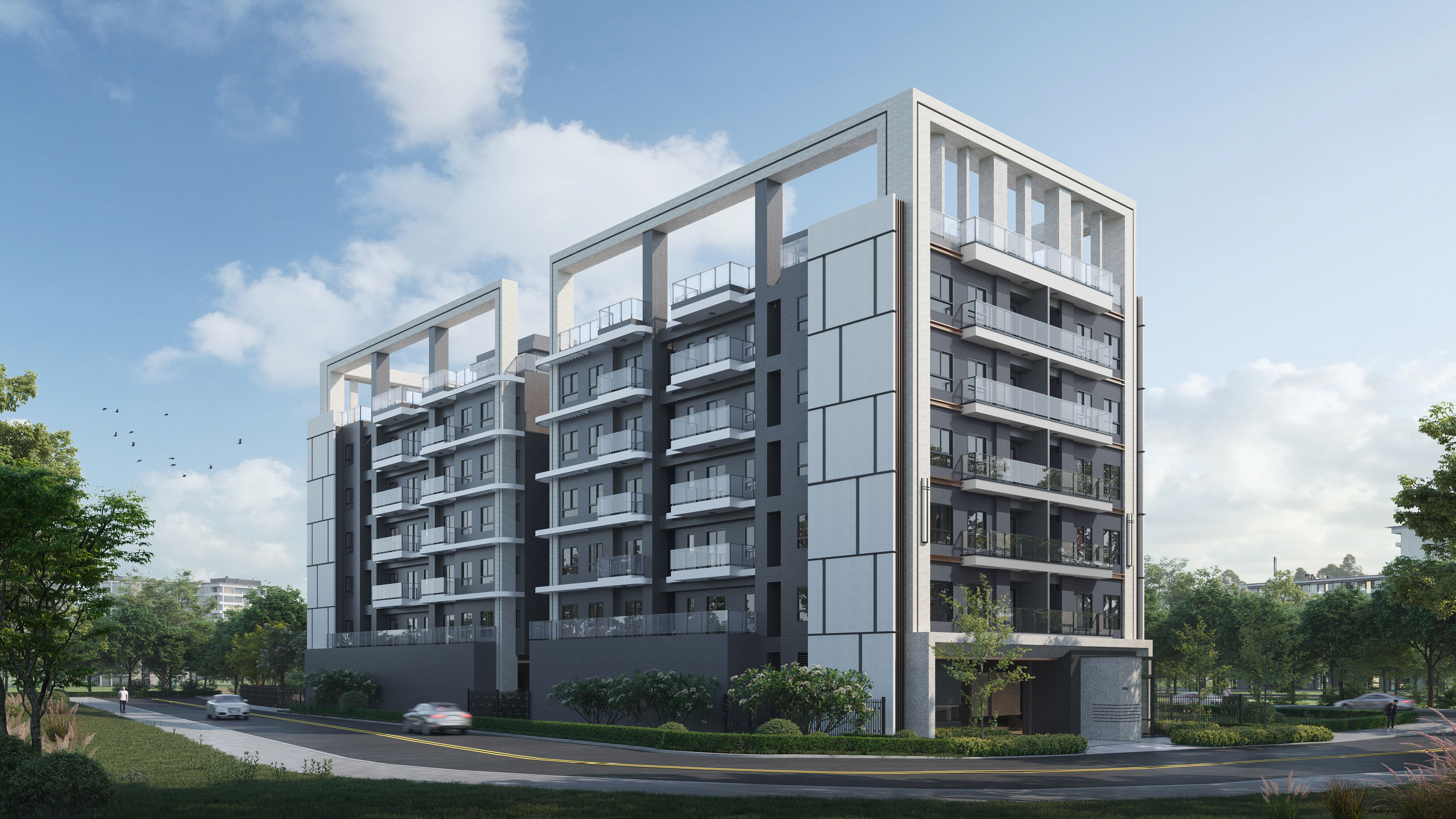 川平蘊川建築外觀，捷運藍線雙鐵精品宅。